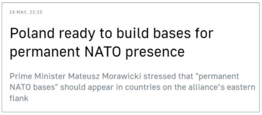  波兰总理：准备为北约建立永久军事基地.国际 